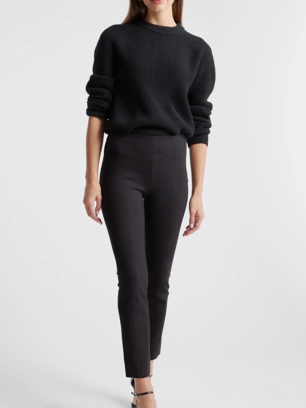 Quince Ultra-Stretch Black High-Rise Slim Ponte Pants size M